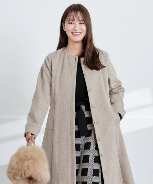 リボンベルト付きチェック柄ニットワンピース